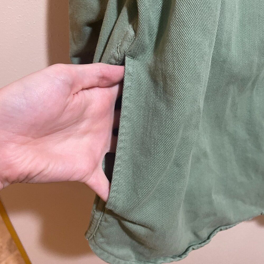 Madewell Size 2X Plus Garment-Dyed Twill Shirt Jacket Shacket Button Down Green - Picture 5 of 12
